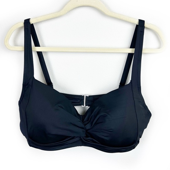 Lands End Women's Twist front black bikini top underwire size: 14D - Picture 1 of 9